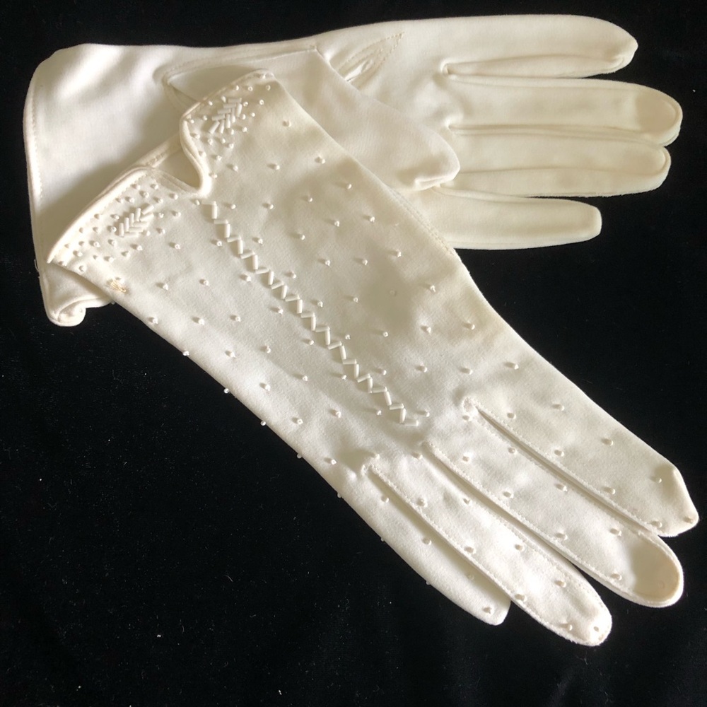 Vintage Beaded White Gloves, Never Worn!
